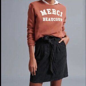 Anthropologie  PILCRO Rhonda Paperbag Midi Skirt Black